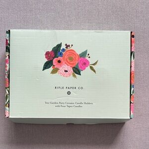 Rifle Paper Co. Floral Candle Holder Set with Taper Candles